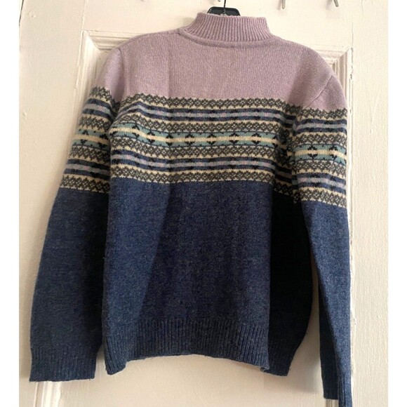 Vintage 90's Y2K Eddie Bauer Fair Isle Wool Sweater Mock Neck Women's Size S - Picture 3 of 14
